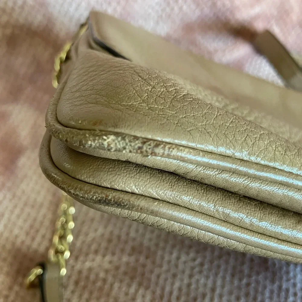 Michael Kors Bedford Double Gusset Large Crossbody Bag,  Soft Pink Tan & Gold